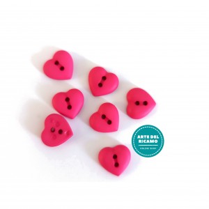 Fuchsia Hearts Buttons 12 mm